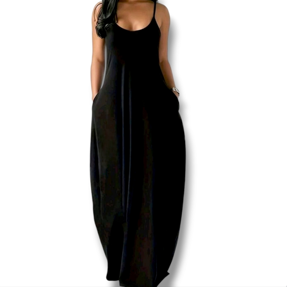 Essnce Solid Color Women's Summer Cami Maxi Dress